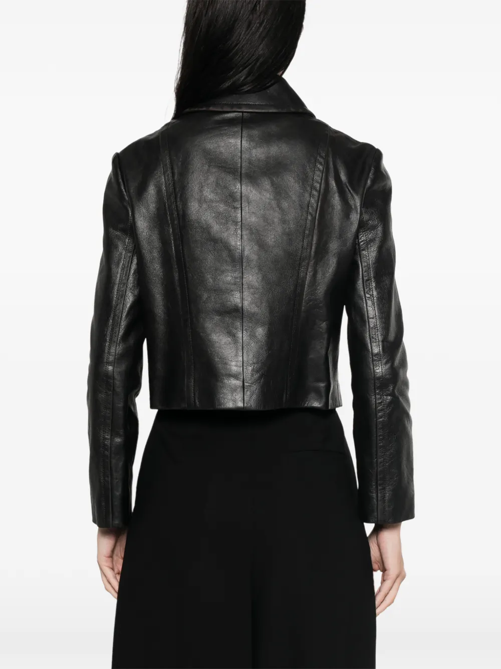 Gucci Leren jack met verouderd effect Zwart