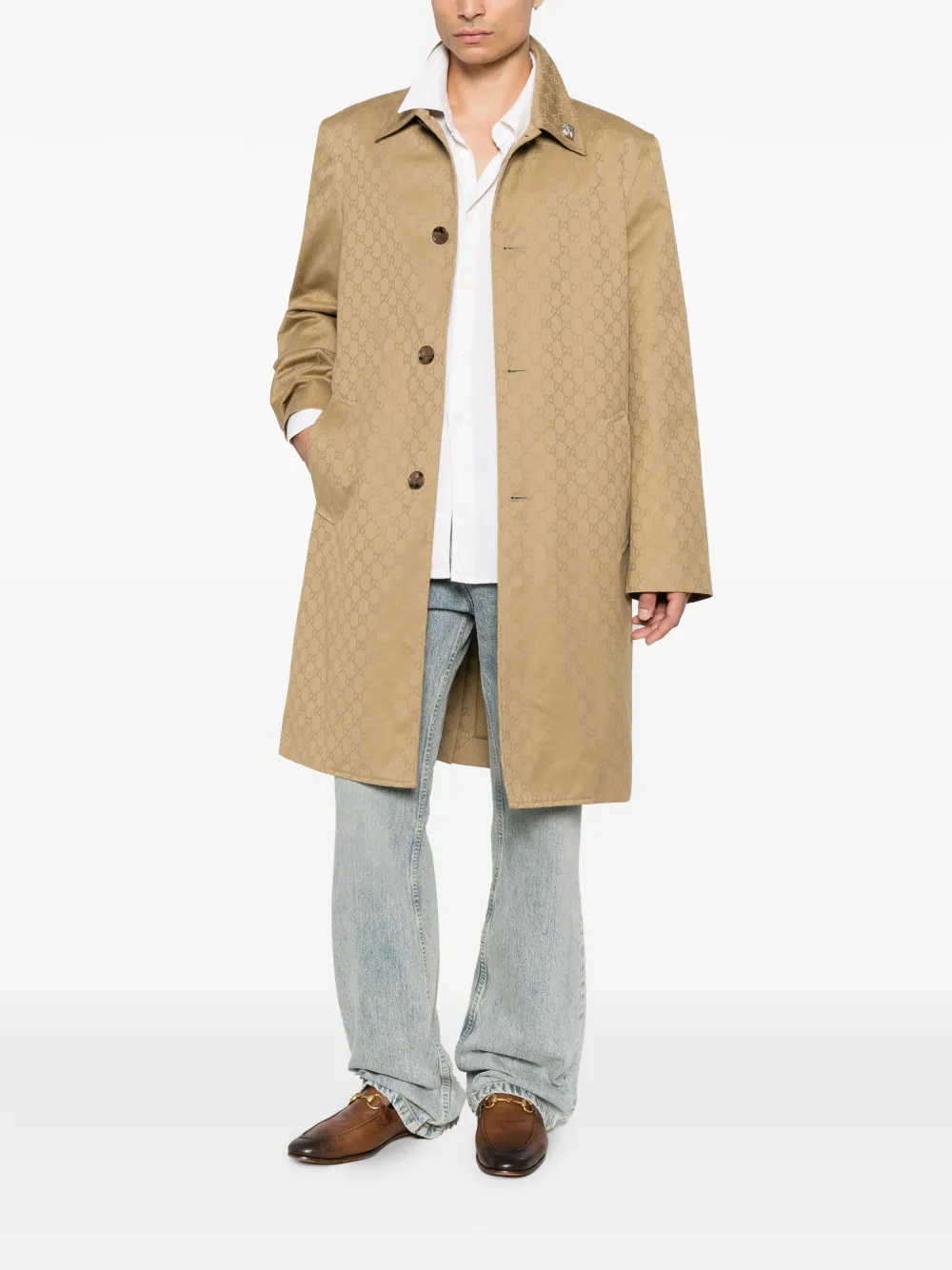 Gucci GG katoenen gabardine jas Beige