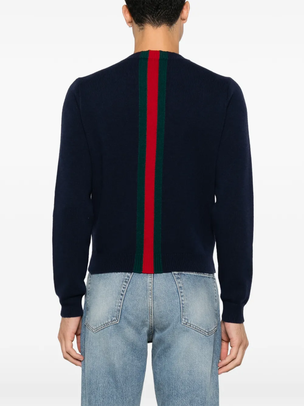 Gucci Gebreide wollen trui met Web Blauw