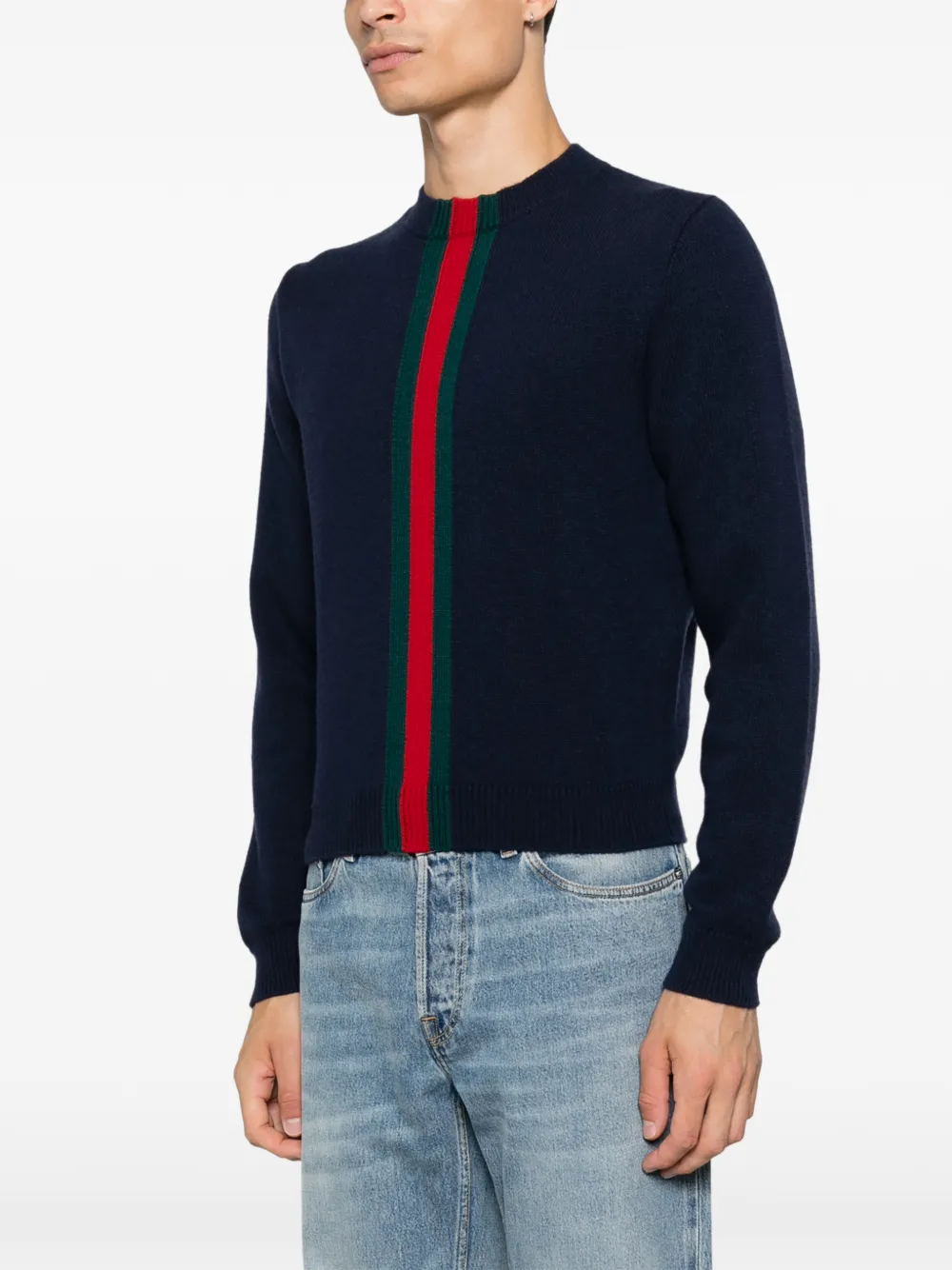 Gucci Gebreide wollen trui met Web Blauw