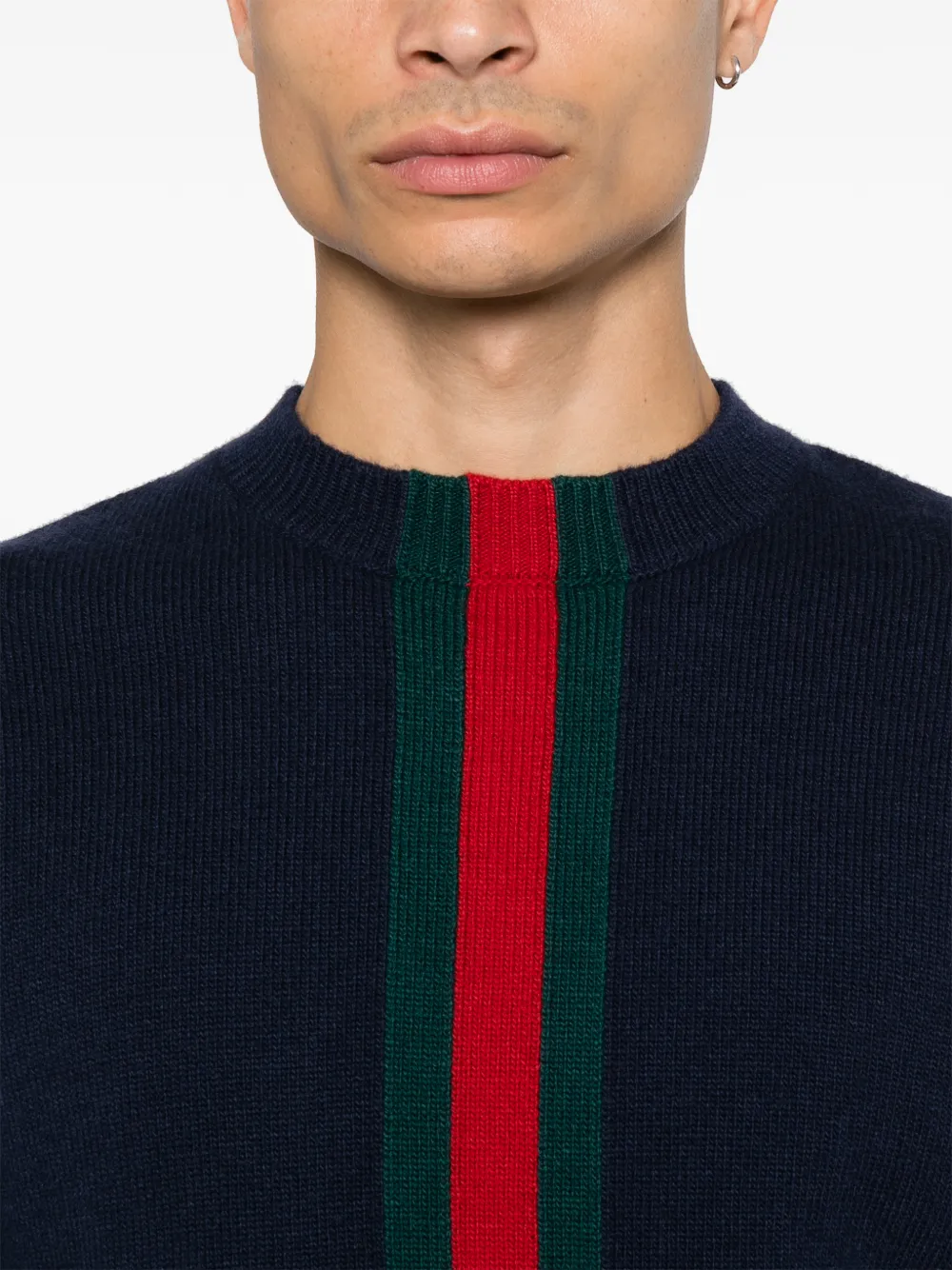 Gucci Gebreide wollen trui met Web Blauw