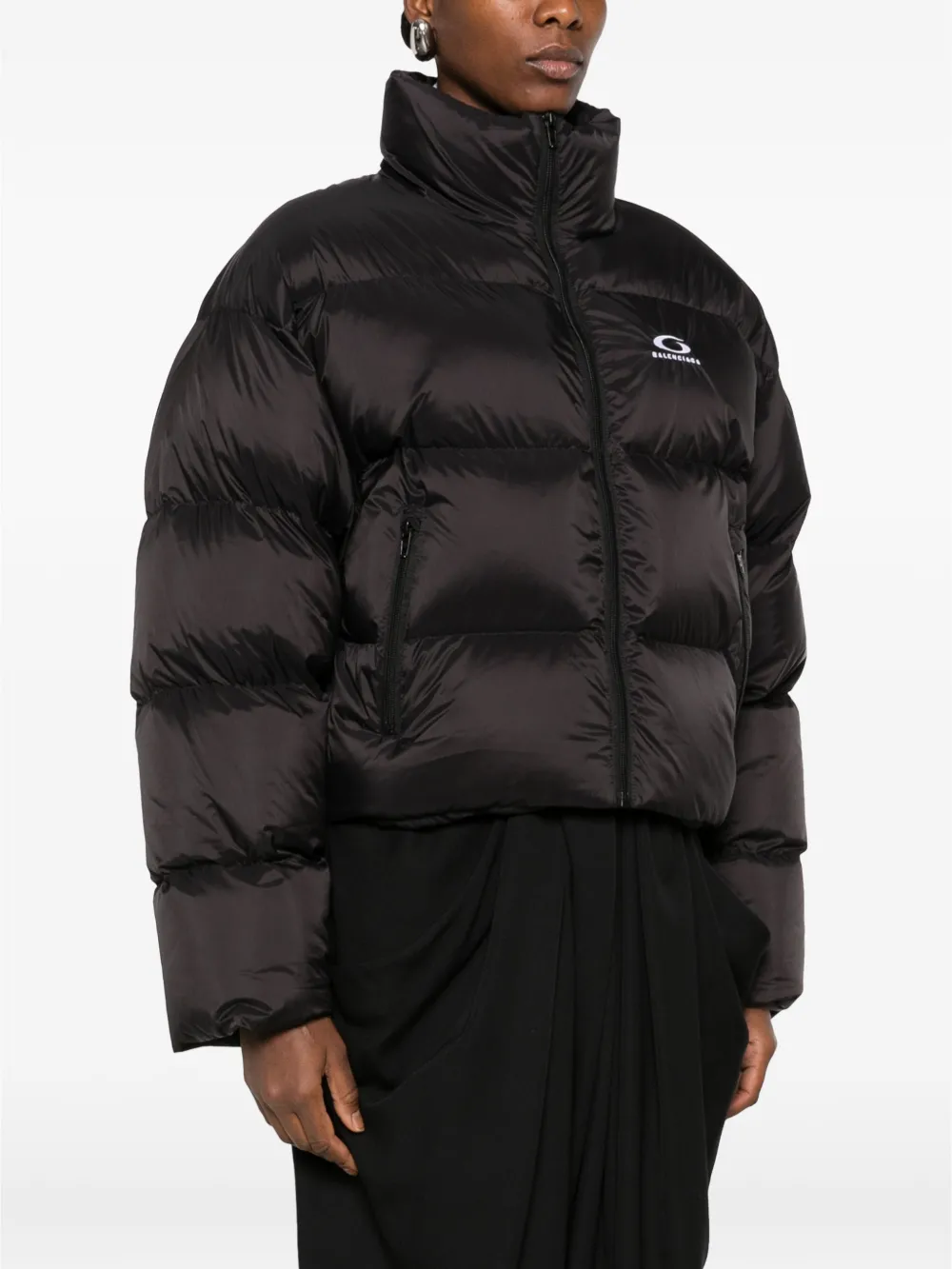 Balenciaga Cropped donsjack Zwart