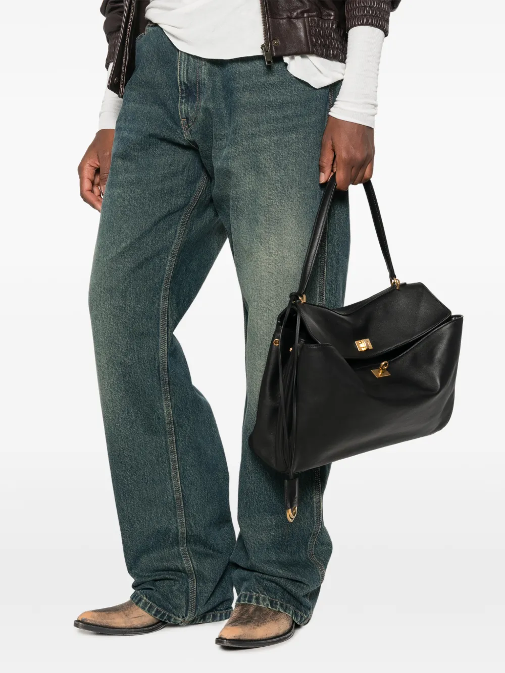 Balenciaga Medium Rodeo leren shopper Zwart