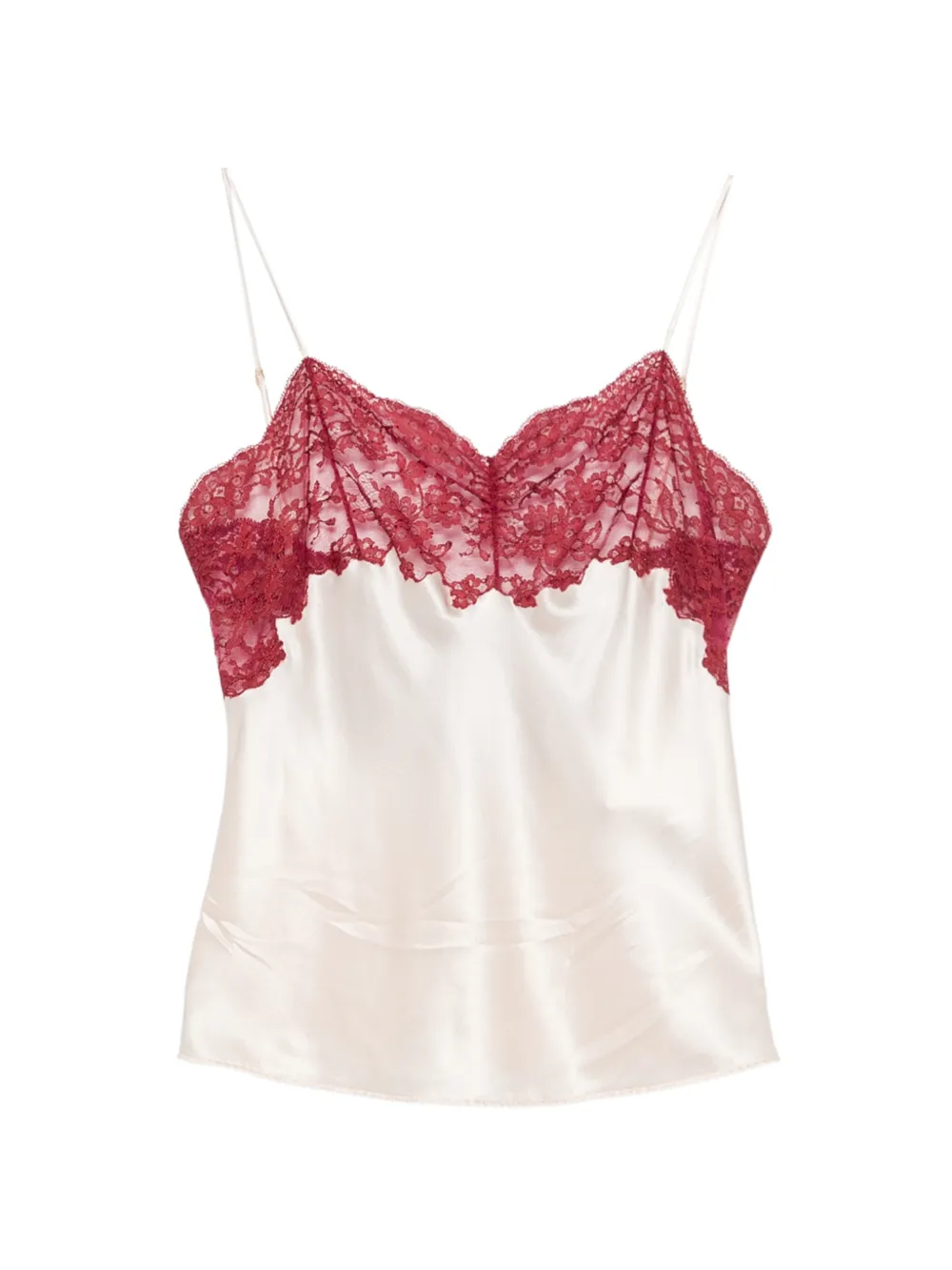 Saint Laurent lace-trim silk satin blouse - Rosa