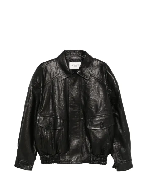 Saint Laurent zip-fastening bubbled letaher jacket