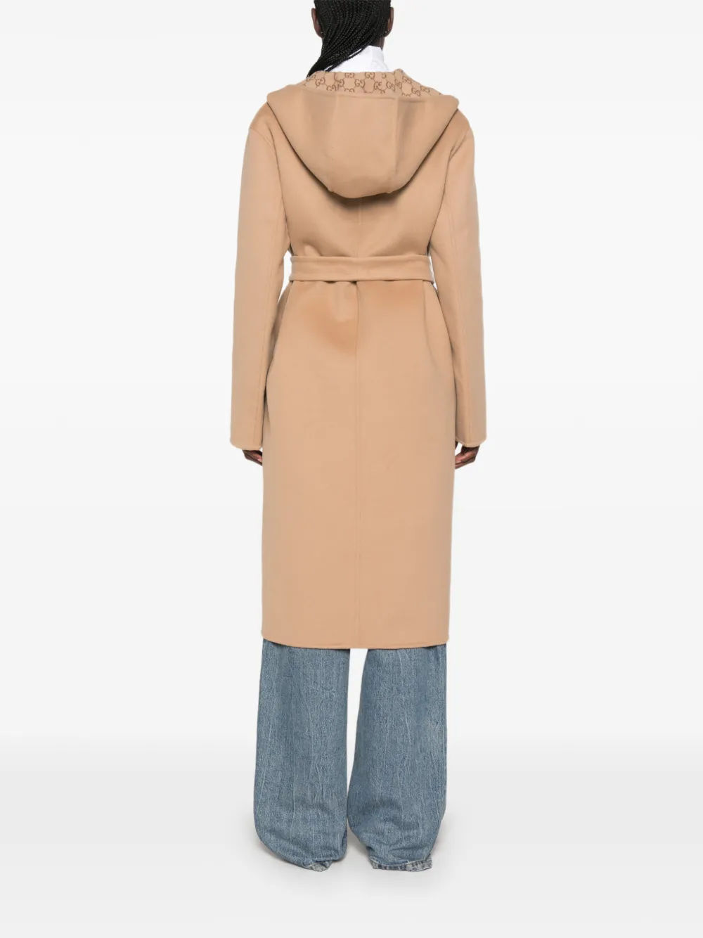 Gucci reversible GG silk wool blend coat Beige