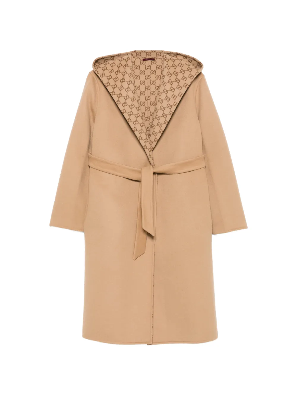 Gucci reversible GG silk wool blend coat Beige