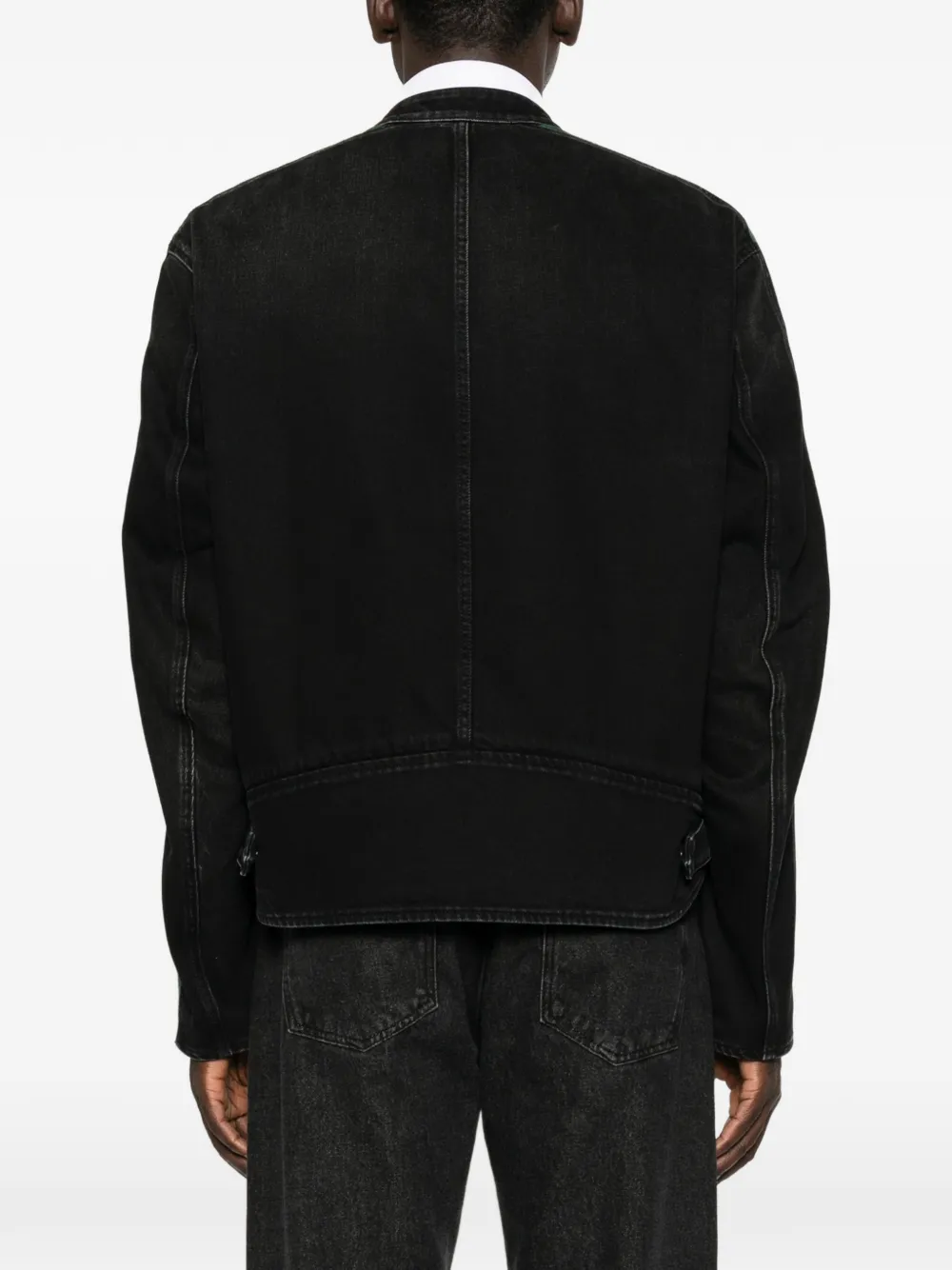 Gucci Denim bikerjack met Web-detail Zwart