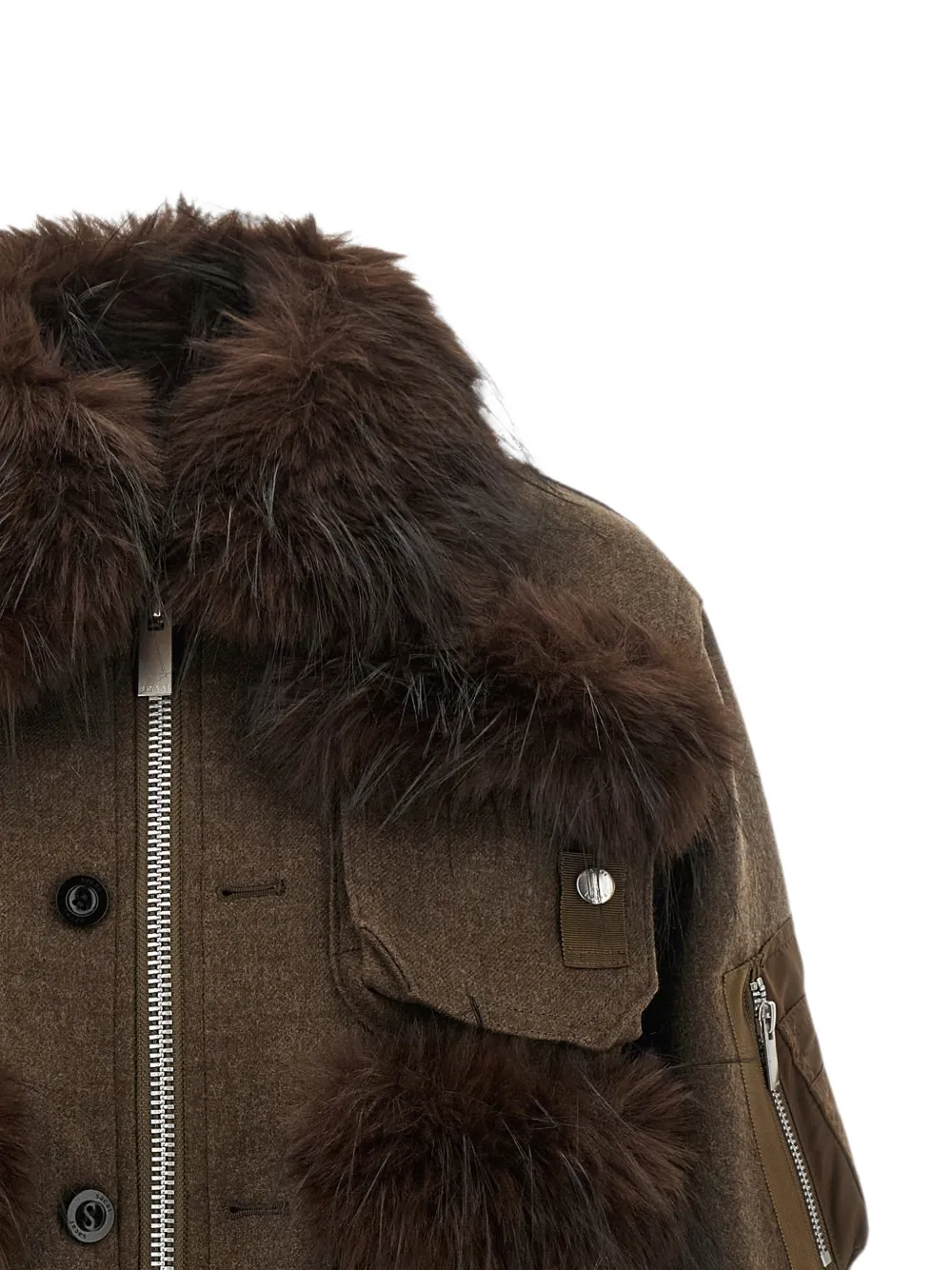 sacai Jas van imitatiebont Bruin