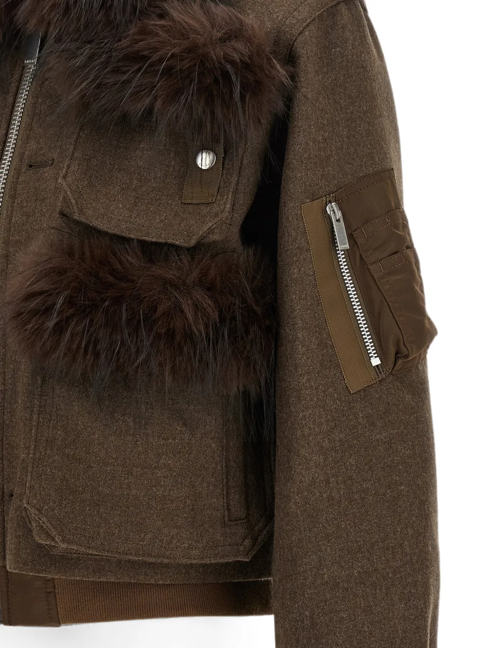 sacai Jas van imitatiebont Bruin