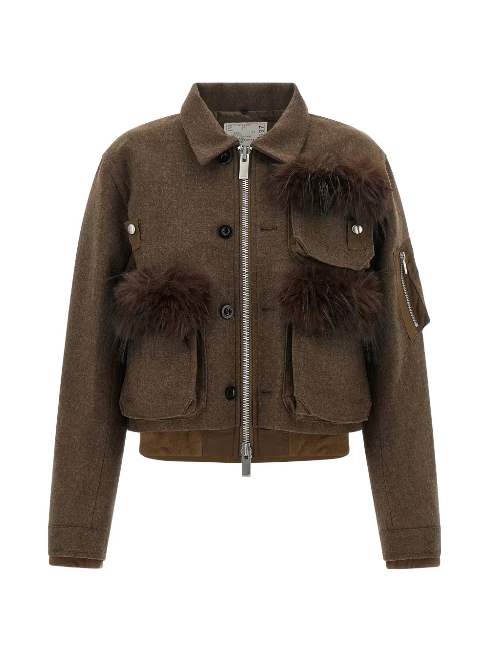 sacai Jas van imitatiebont Bruin
