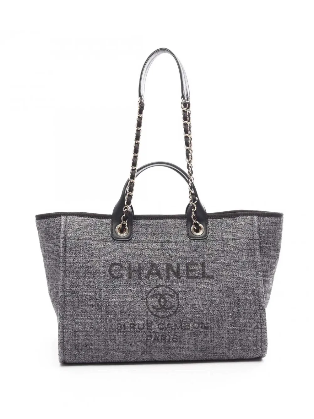 CHANEL Pre-Owned 2021-2026 Medium Raffia Deauville Tote satchel - Grau