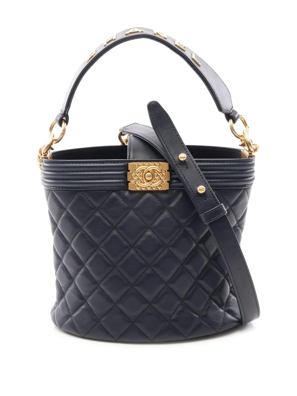 CHANEL Pre-Owned 2020 Quilted Lambskin Boy Bucket Bag satchel - Blau