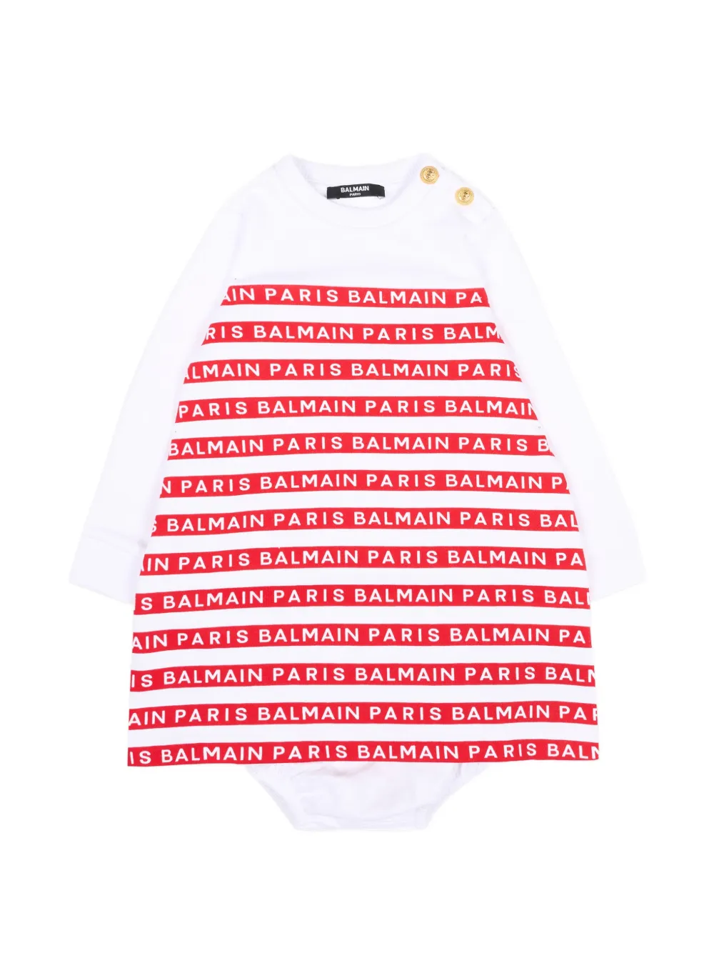 Balmain Kids Culotte en jurk met logoprint en knoopdetail Wit