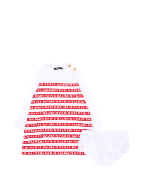 Balmain Kids robe à logo imprimé et culotte bloomer