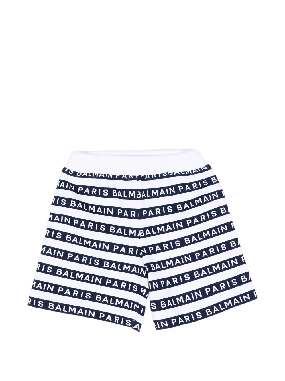 Balmain Kids logo-print striped shorts - Bianco