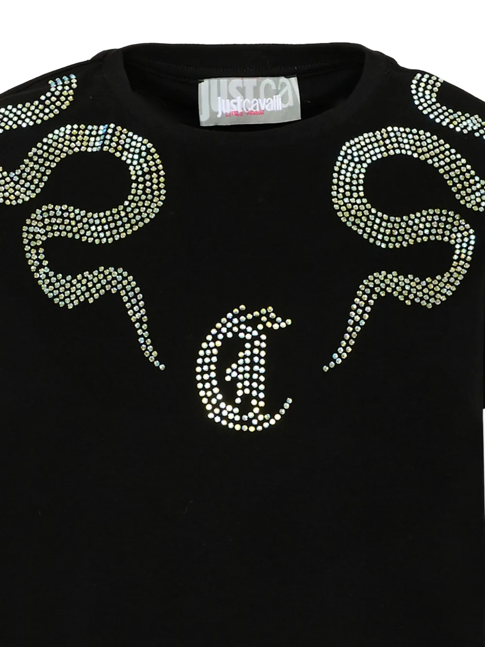 Just Cavalli Kids T-shirt verfraaid met stras Zwart