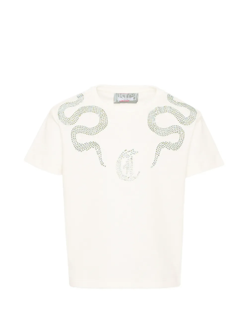 Just Cavalli Kids rhinestone-embellished logo-plaque T-shirt - Bianco