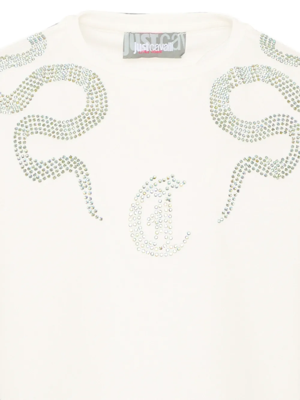 Just Cavalli Kids T-shirt met logo-plakkaat verfraaid met stras Wit
