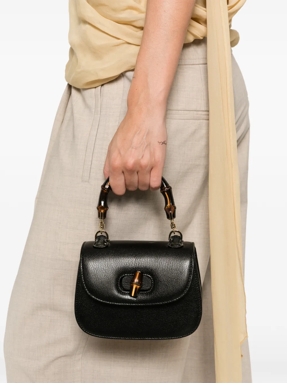 Gucci Bamboo 1947 kleine tas Zwart