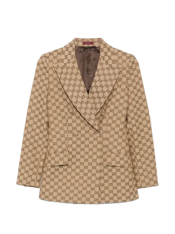 Gucci Double-breasted GG Canvas Jacket in Neutrals