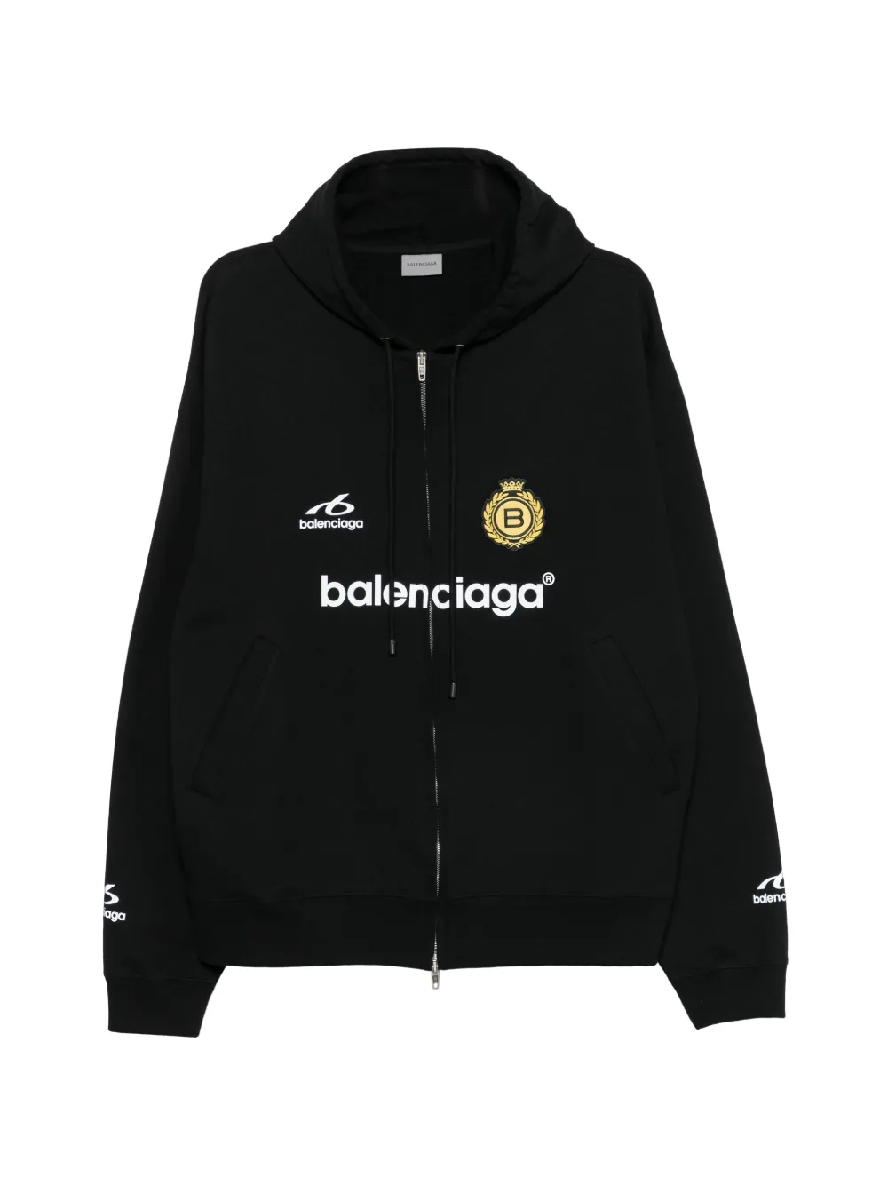 Balenciaga soccer oversized zip-up hoodie in black