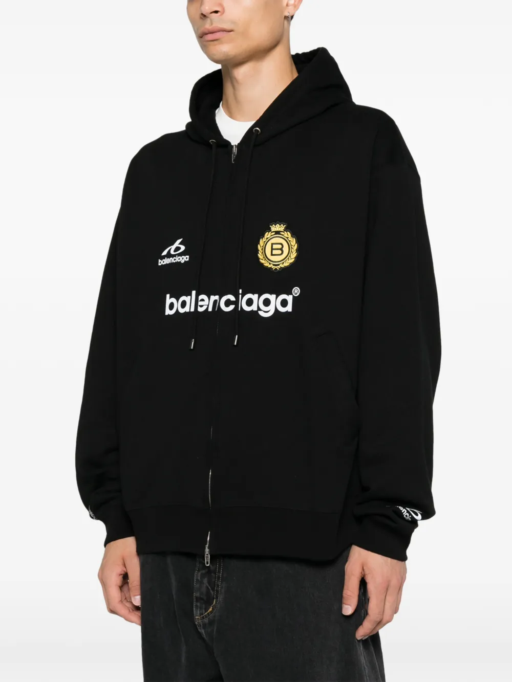 Balenciaga Soccer hoodie met logo-print Zwart