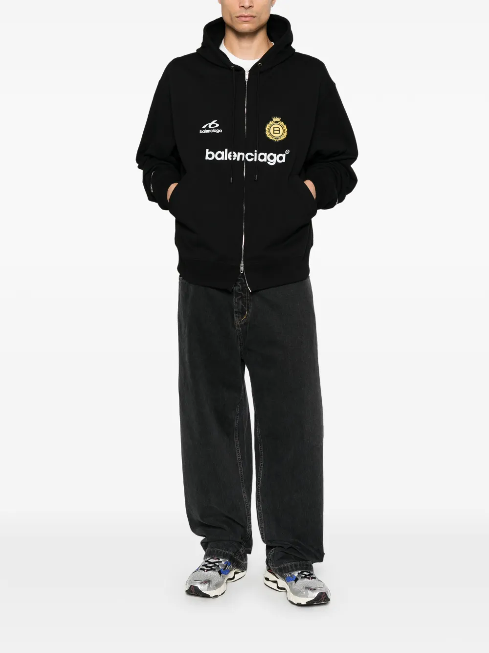 Balenciaga Soccer hoodie met logo-print Zwart
