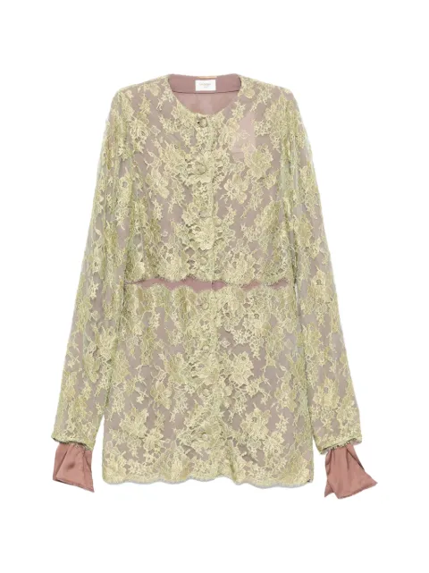 Saint Laurent bow-cuff lace mini dress