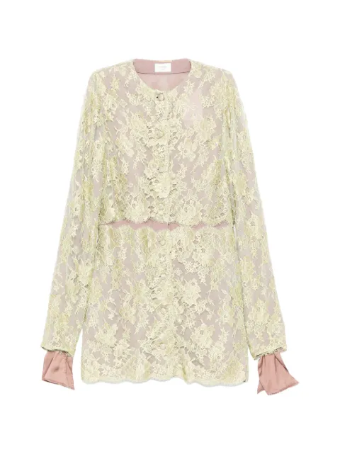 Saint Laurent bow-cuff lace mini dress