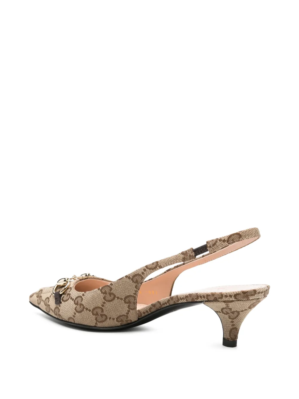 Gucci Horsebit slingback pumps met monogram Beige