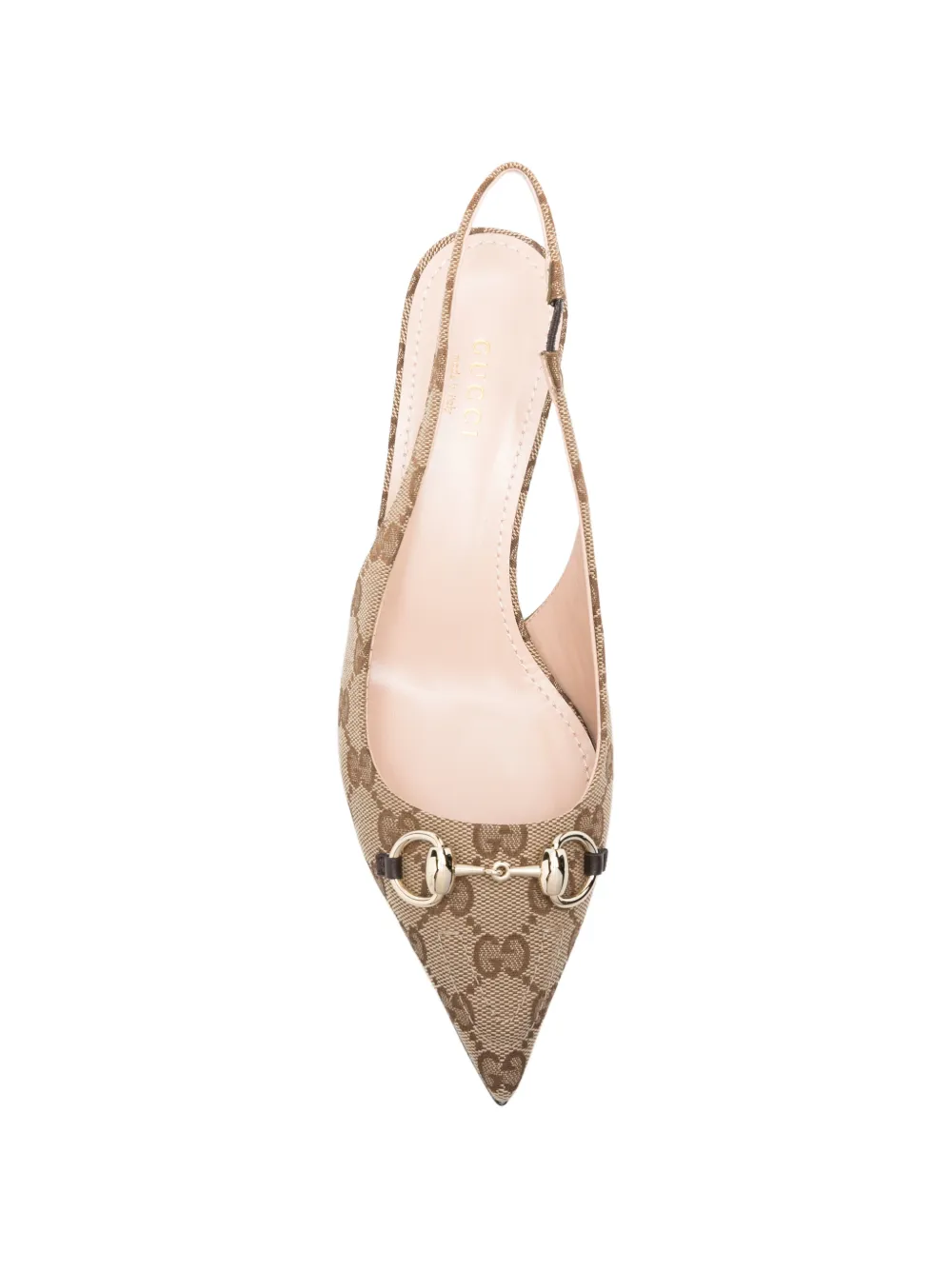Gucci Horsebit slingback pumps met monogram Beige