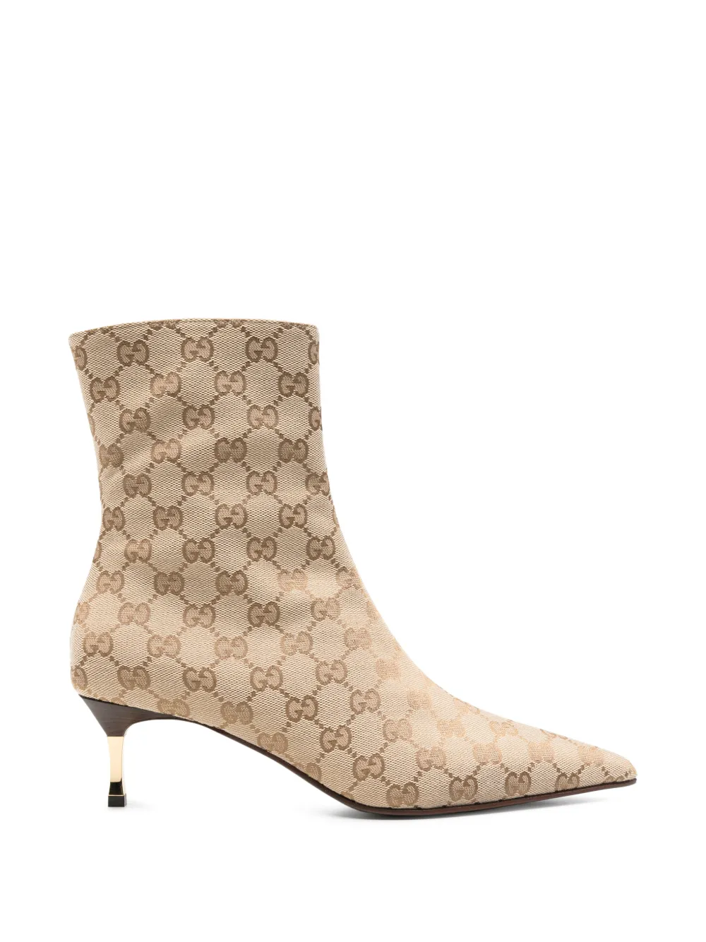 Gucci Bombshell monogram-pattern ankle boots Beige