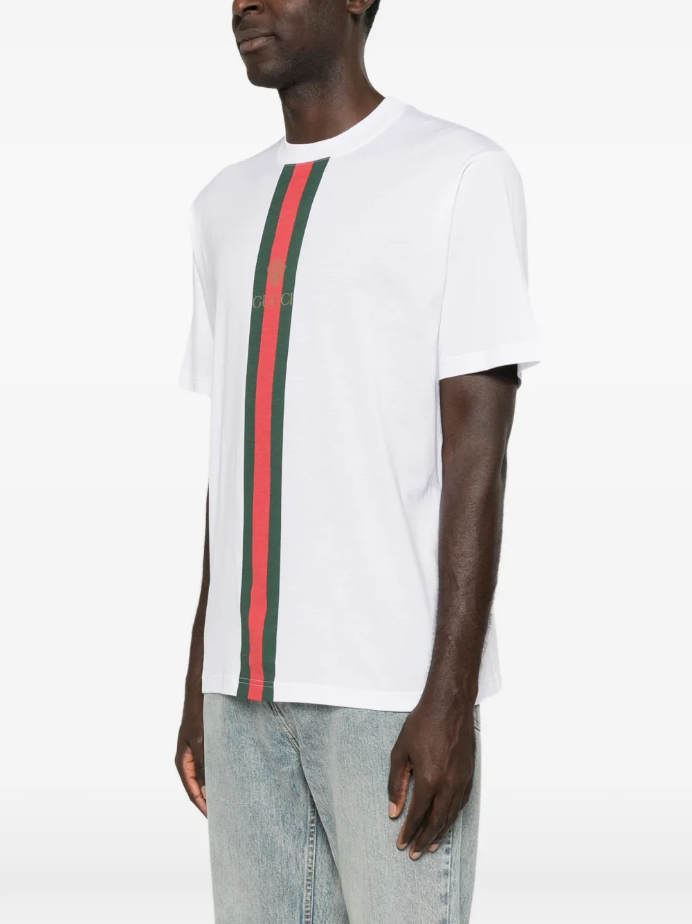 Gucci Cotton Jersey T-shirt with Print in White, view 3