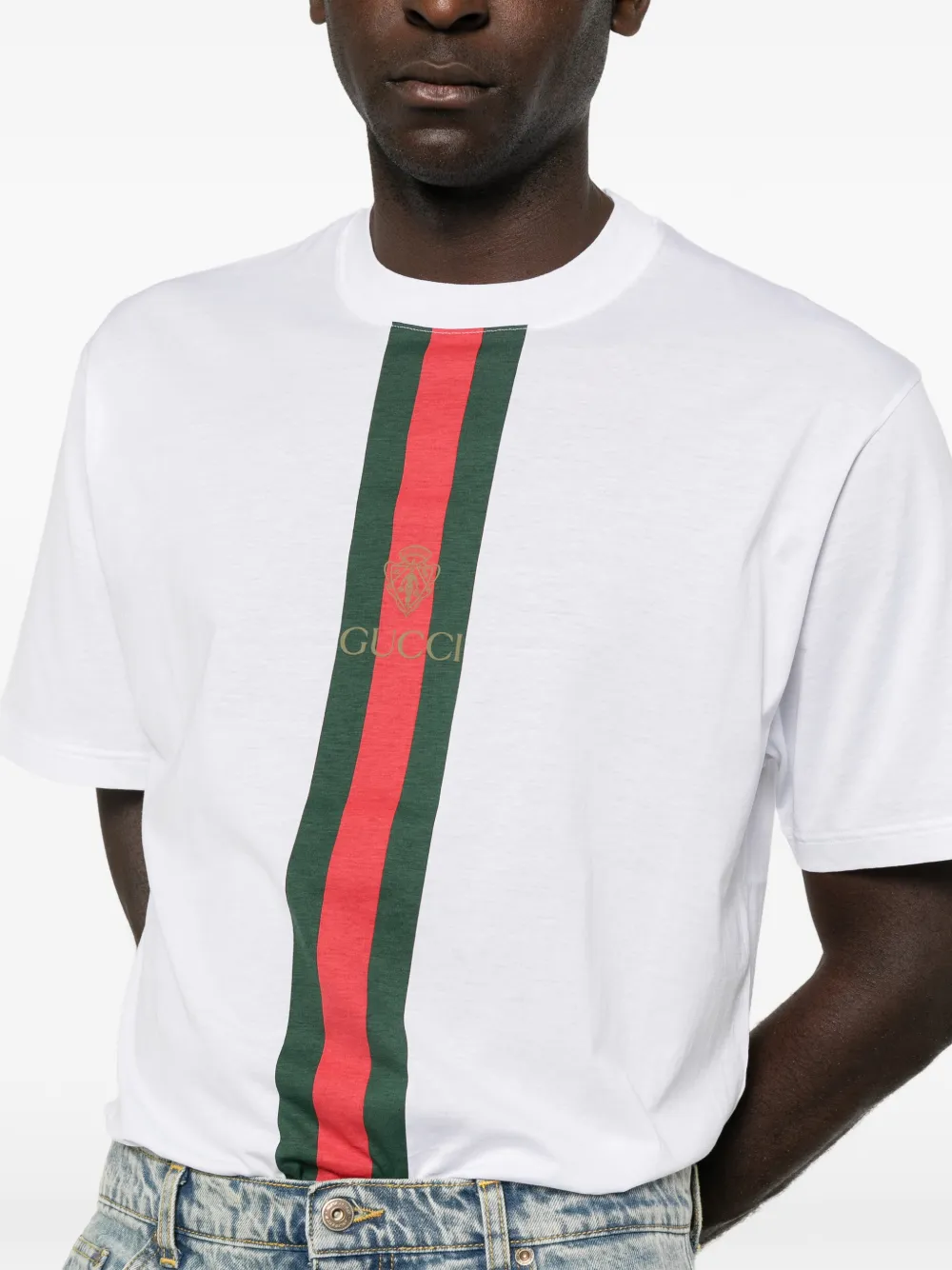 Gucci Cotton Jersey T-shirt with Print in White, view 5