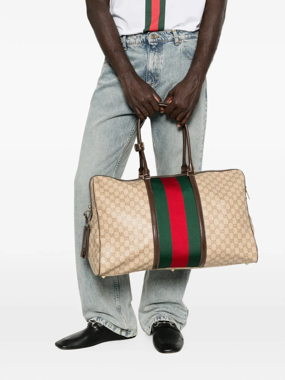Gucci medium GG duffle bag with Web Beige