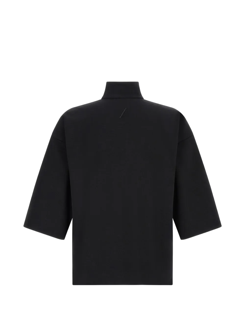 Thom Krom Sweater met korte mouwen en halve rits Zwart