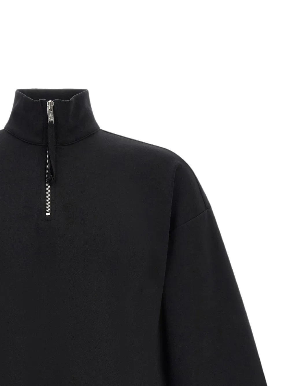 Thom Krom Sweater met korte mouwen en halve rits Zwart