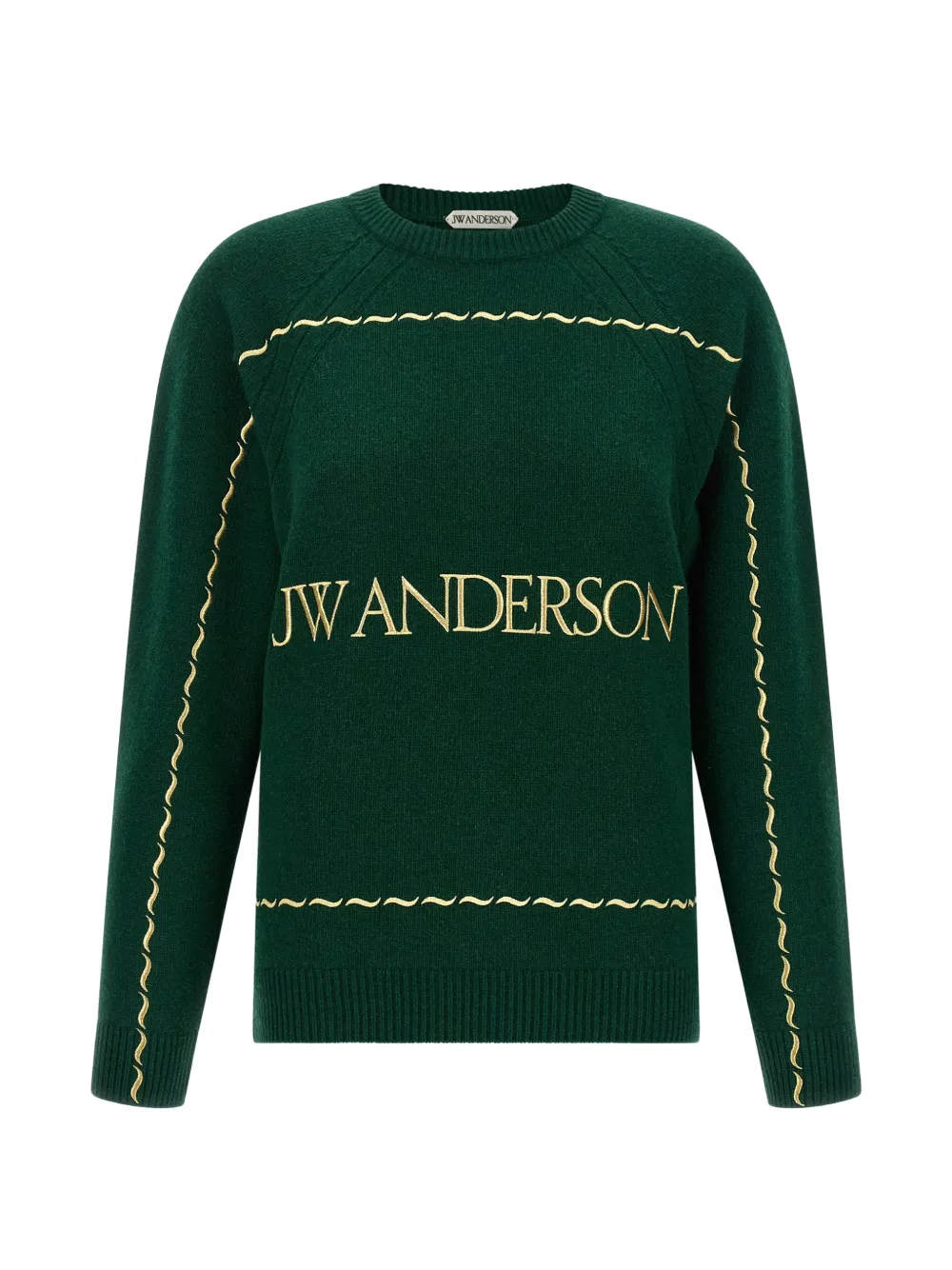 JW Anderson logo-embroidered wave-pattern sweater - Verde