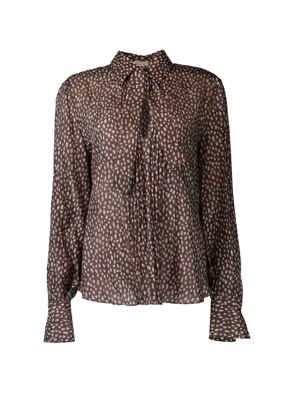 Brunello Cucinelli Lavallière-collar shirt - Marrone
