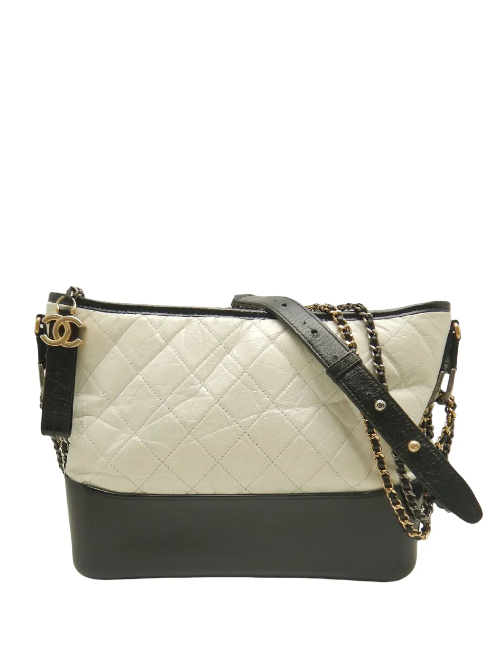 CHANEL Pre-Owned 2018-2019 Medium Bicolor Quilted Aged Calfskin Gabrielle Hobo crossbody bag - Nero