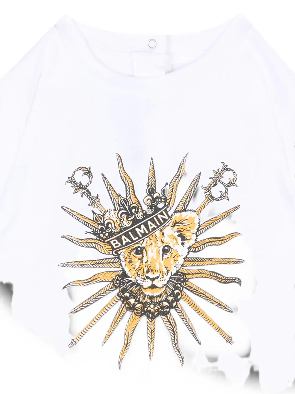 Balmain Kids T-shirt met leeuwen-print en korte mouwen Wit