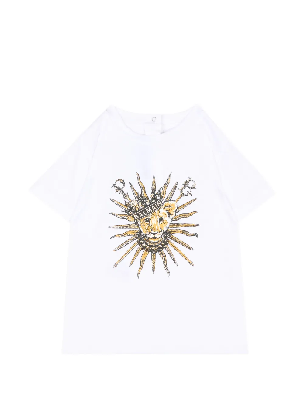 Balmain Kids lion-print short-sleeve T-shirt - Bianco