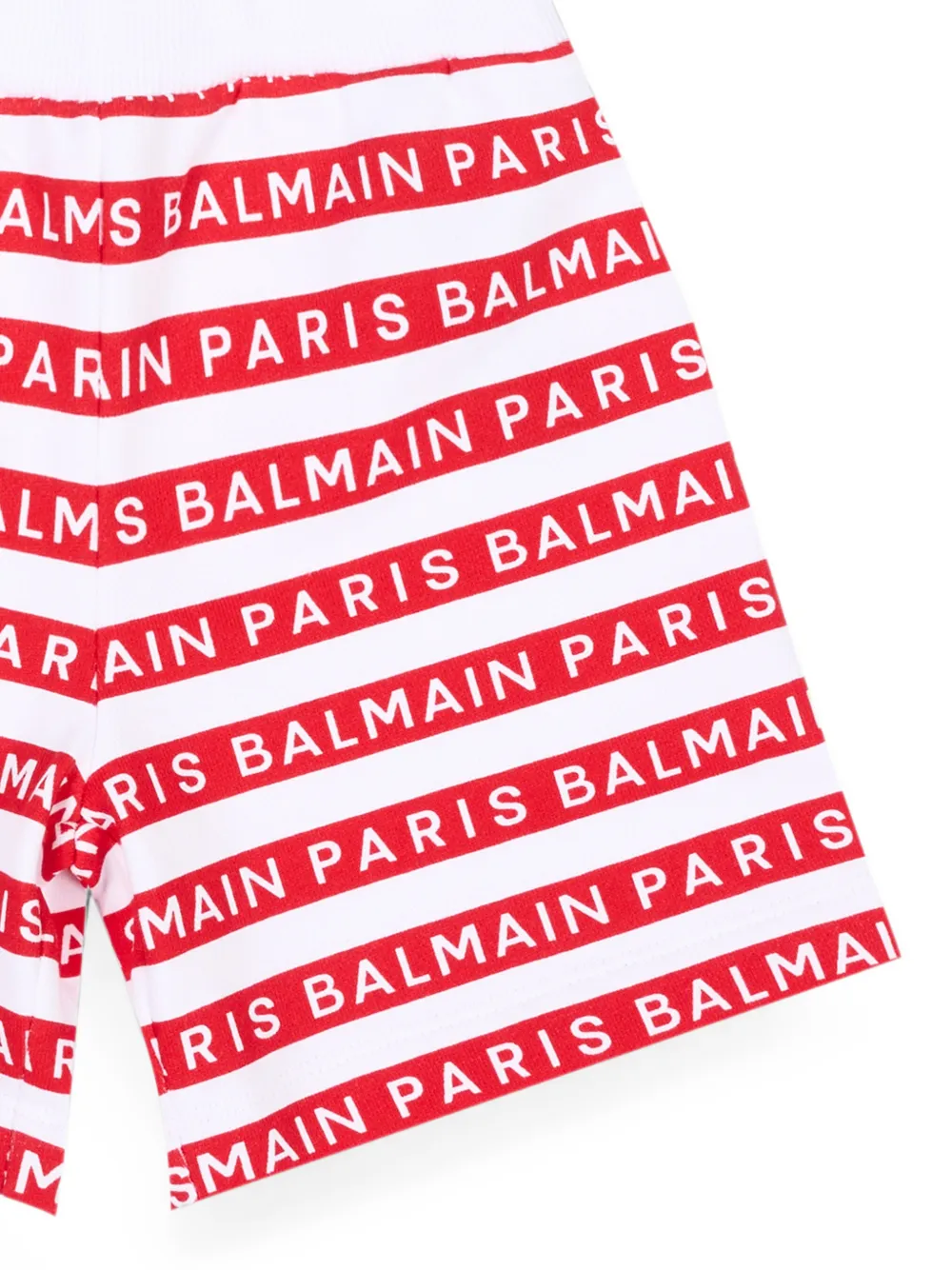 Balmain Kids Gestreepte shorts met logoprint Rood