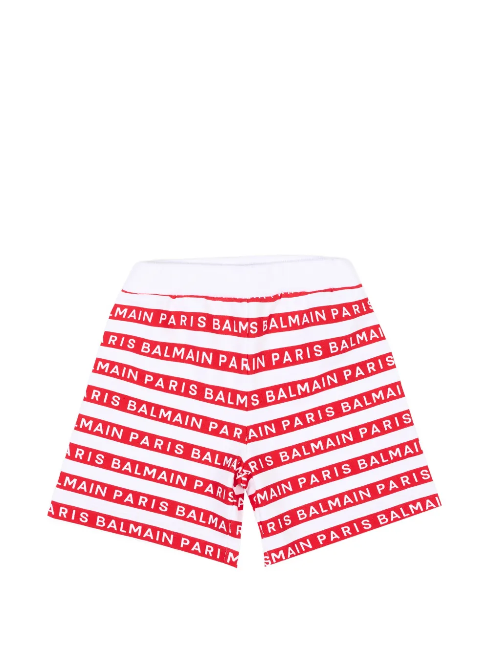 Balmain Kids logo-print striped shorts - Rosso