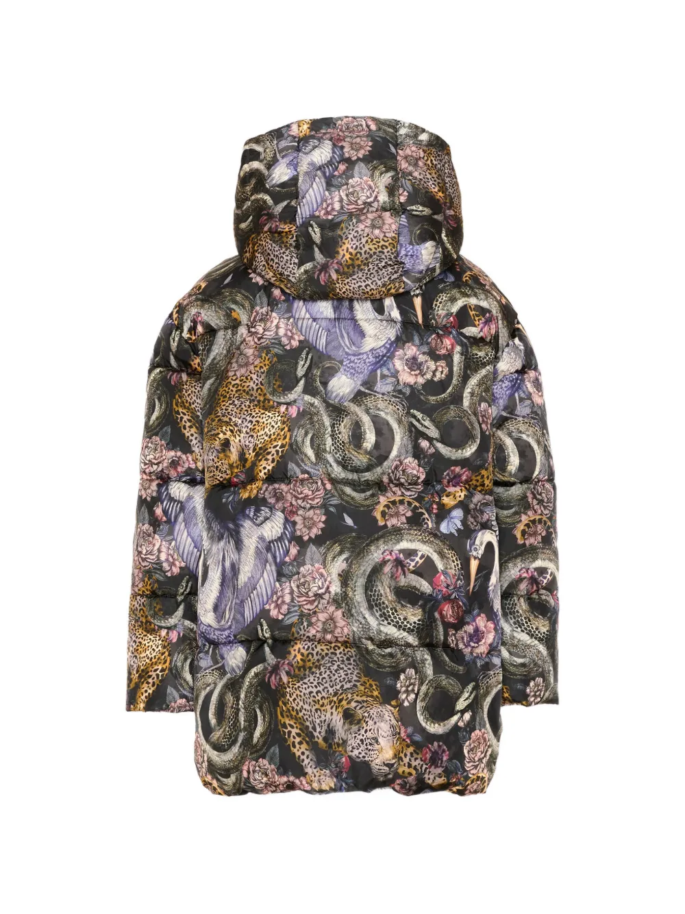 Just Cavalli Kids Gewatteerd jack met dieren-print Zwart