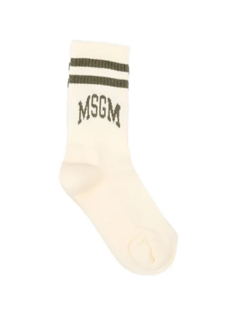MSGM Kids logo-intarsia striped socks