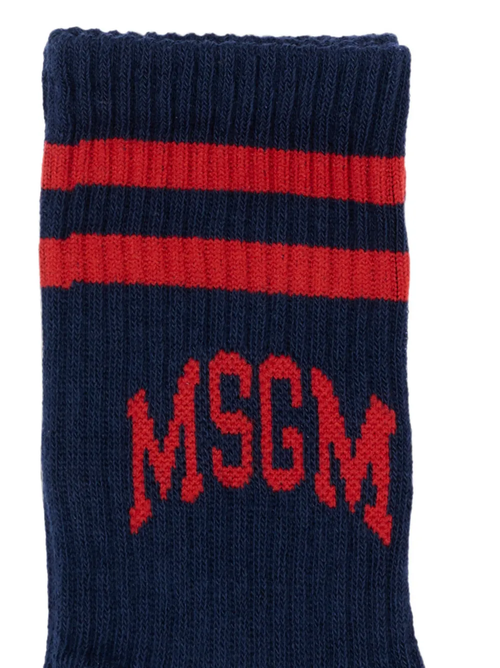 MSGM Kids Gestreepte sokken met intarsia logo Blauw