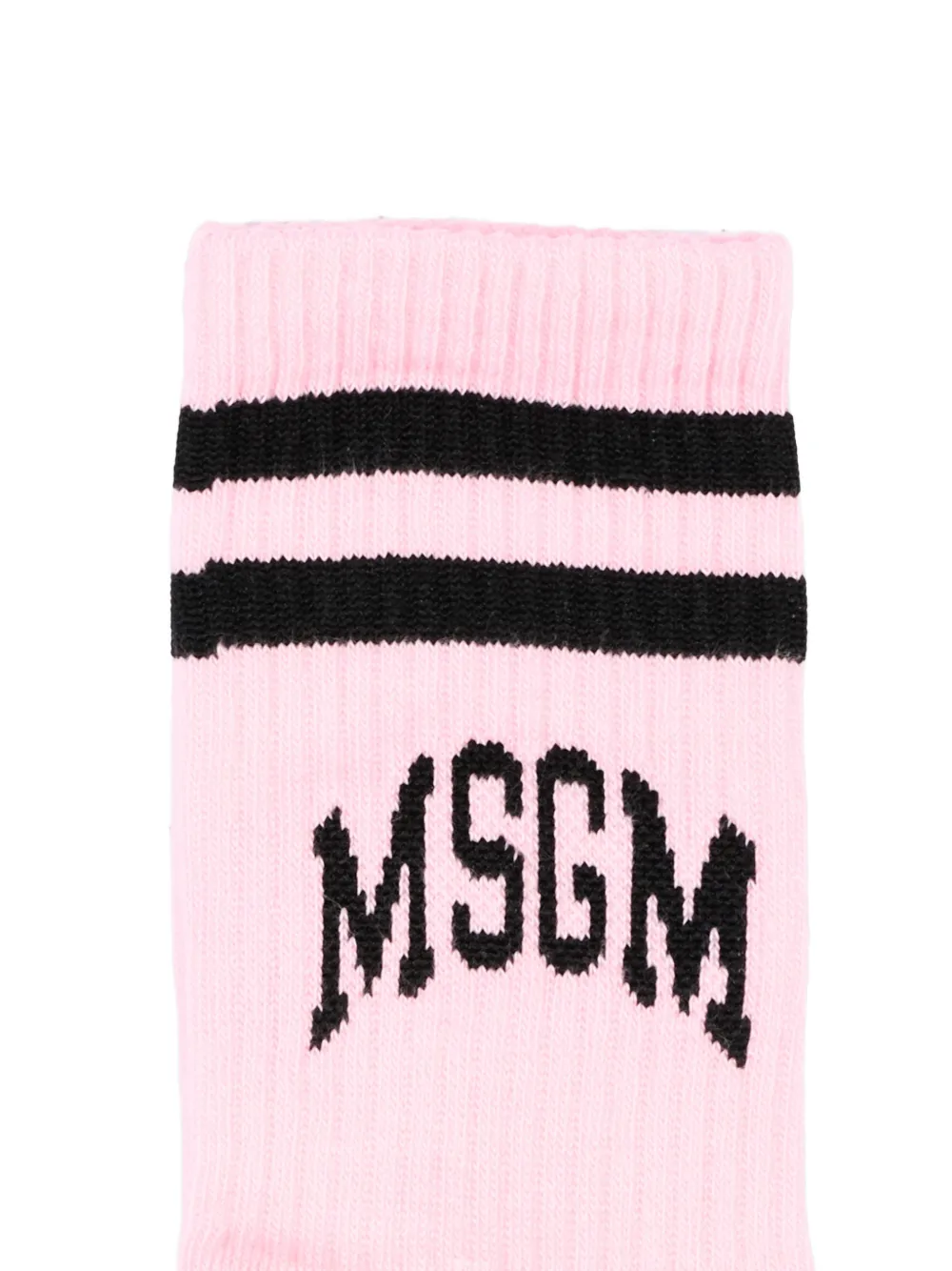MSGM Kids Gestreepte sokken met intarsia logo Roze