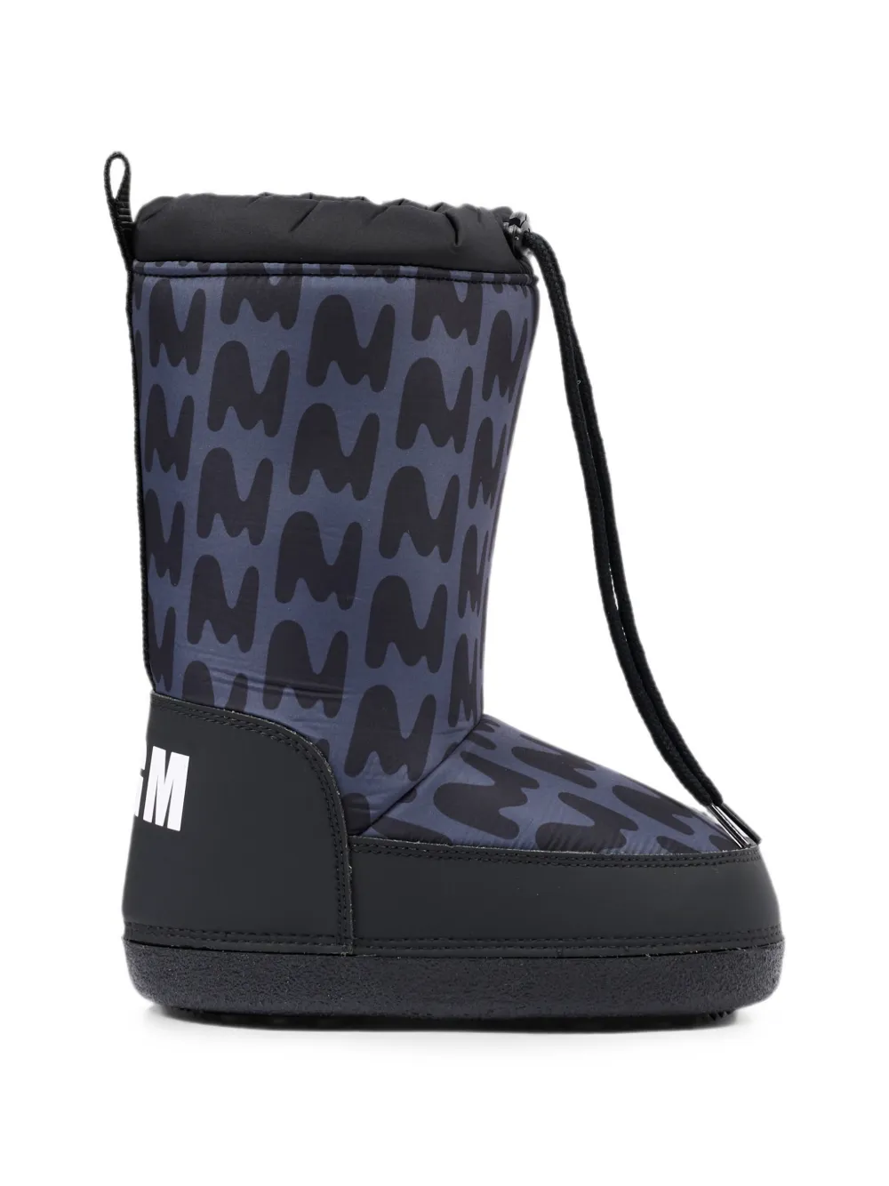 MSGM Kids monogram-print drawstring snow boots - Nero